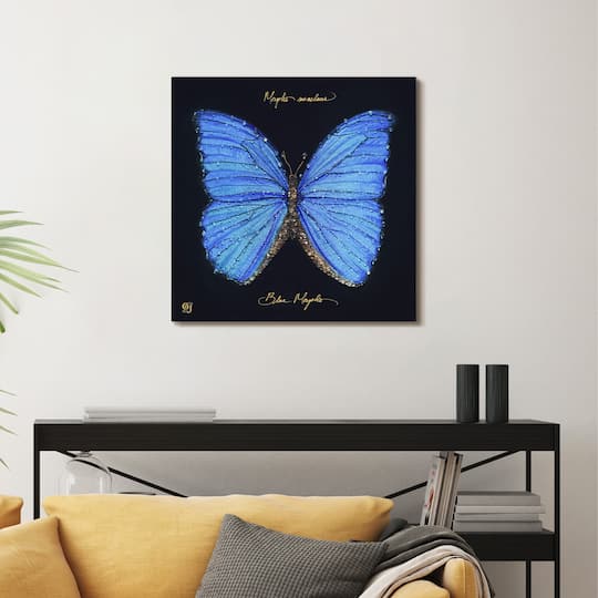 Empire Art Direct 24" x 24" Blue Monarch Elegance I Crystallus Gallery Epoxy Coated Wrapped Canvas Wall Art